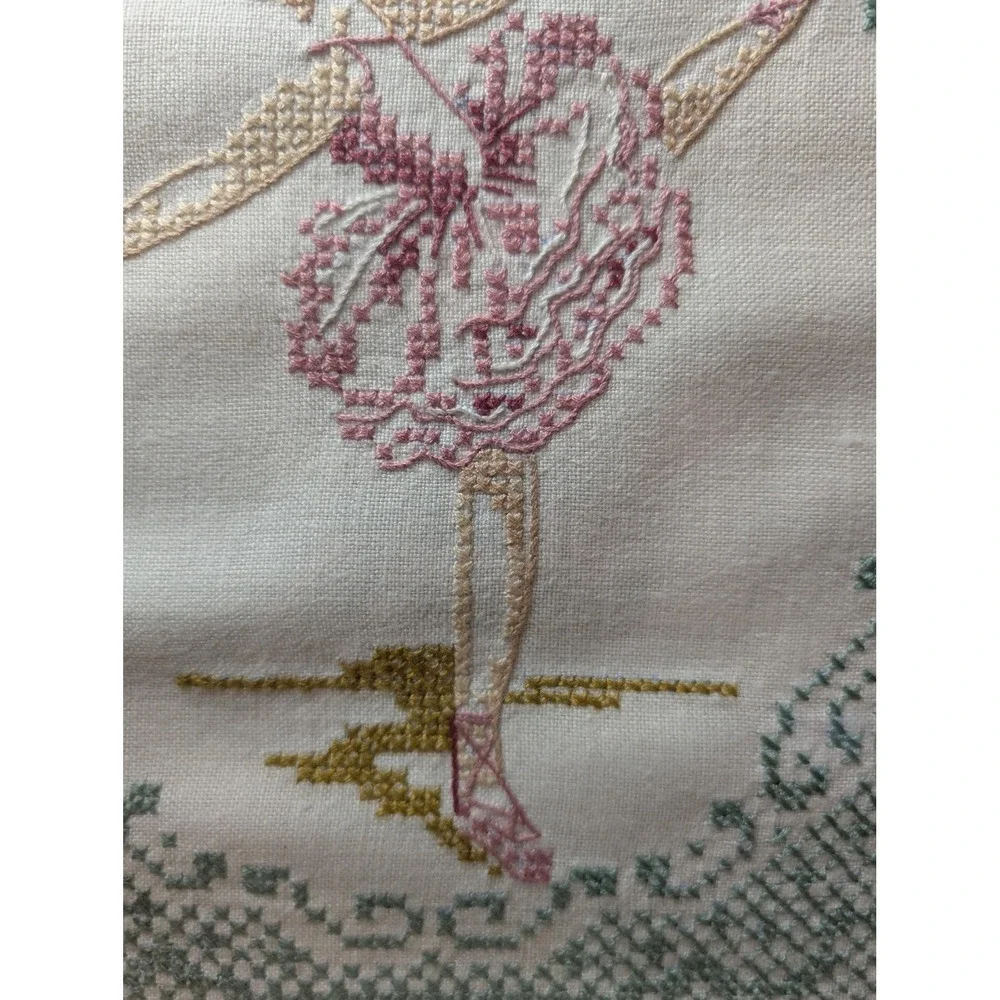 1968 Vintage‎ arabesc ballerina hand-stitched on linen frames